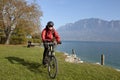 Cyckling by Lake Mondsee Royalty Free Stock Photo