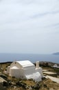Cyclades greek island church over sea ios Royalty Free Stock Photo