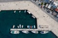 Serifos island, marina port aerial drone view. Greece, Cyclades Royalty Free Stock Photo