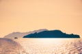 Cyclades islands silhouettes in Aegean sea