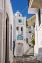 Cyclades style streets and architecture in Lefkes village, Paros, Greece Royalty Free Stock Photo