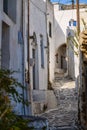 Cyclades style streets and architecture in Lefkes village, Paros, Greece Royalty Free Stock Photo