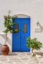 Cyclades style streets and architecture in Lefkes village, Paros, Greece Royalty Free Stock Photo