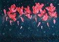 Cyclamen oil painting of a beautiful blooming flower minimalism