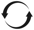 Cycle arrows symbol. Black round restart sign