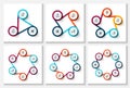 Cycle business graphic elements. Business process infographics with 3, 4, 5, 6, 7 and 8 step circles. Abstract