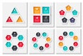 Cycle business graphic elements. Business process infographics with 3, 4, 5, 6, 7 and 8 steps. Geometric presentation