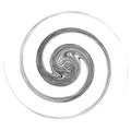 Cycle design element with contort, spin effect. Abstract swerve circlet spiral