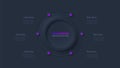 Cycle diagram with 6 options or steps. Dark infographic neumorphism template