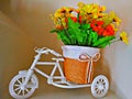 Cycle, dolls, art, interior decoration indoor child kid toy flowers flower bouquet fun