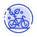 Cycle, Eco, Friendly, Plant, Environment Blue Dotted Line Line Icon