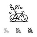 Cycle, Eco, Friendly, Plant, Environment Bold and thin black line icon set