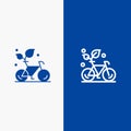 Cycle, Eco, Friendly, Plant, Environment Line and Glyph Solid icon Blue banner Line and Glyph Solid icon Blue banner