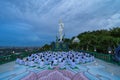 Cycle of human life breaths and slow heart beat with relax praying meditation in Wat Khao Phra Kru Temple, Si Racha District,