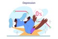 Cycle of investor emotions. Black male character with a depression