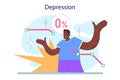 Cycle of investor emotions. Black male character with a depression