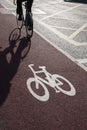 Cycle Lane with Cyclist in Dublin Royalty Free Stock Photo