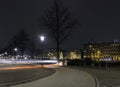 Cycle lane lighttrails Amsterdam Royalty Free Stock Photo