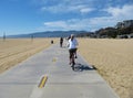 A cycle lane in Santa Monica beach
