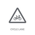 Cycle lane sign icon. Trendy Cycle lane sign logo concept on white background from Traffic Signs collection Royalty Free Stock Photo
