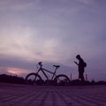 Cycle man sunsets Royalty Free Stock Photo