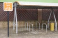 Cycle park ride storage secure rack shelter at place for workers people shoppers green environment healthy living lifestyle fitnes Royalty Free Stock Photo