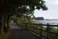 A cycle path along the bank of the river Exe near Lympstone in Devon Royalty Free Stock Photo