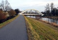 Cycle path with bridge and Olse river Royalty Free Stock Photo
