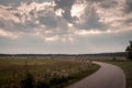 Cycle path right through the landscape, beautiful Dutch landscape Royalty Free Stock Photo