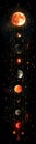Cycle of planets detailed in vertical alignment showcasing diverse celestial bodies and their phases in a captivating Royalty Free Stock Photo