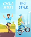 Cycle Racing Vertical Cartoon Banners Royalty Free Stock Photo