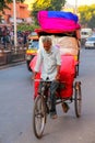 Cycle rickshaw carrying goods at Johari Bazaar street in Jaipur, Rajasthan, India
