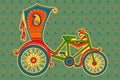 Cycle rickshaw in Indian art style Royalty Free Stock Photo