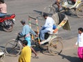 Cycle rickshaw in the main street of Puri Royalty Free Stock Photo
