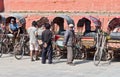 Cycle rickshaws in Kathmandu, Nepal. Royalty Free Stock Photo