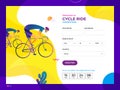 Cycle Riding Competition Registration Website Page Design. Cycle/bike Rider Illustration. Royalty Free Stock Photo