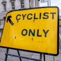 Cycle Road Information Signs To Sepearte Motor Traffic From Cyclists Waterloo Bridge London