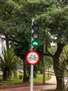 Cycle route green traffic light signs Royalty Free Stock Photo