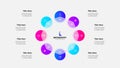 Cycle scheme with eight circles and glassmorphism octagon. Concept of business process with 8 steps. Infographic design Royalty Free Stock Photo