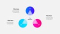 Cycle scheme with three circles and glassmorphism triangle. Concept of business process with 3 steps. Infographic design