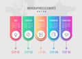 Cycle timeline. Business infographic elements timeline with 5 steps workflow. Process visualisation concept. Vector