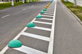 Cycle track or bikeway with markings on roadway, hemispheres fen