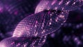Cycled animation of 3d braid with lilac scales texture on shimmering background. Motion. Abstract animated moving