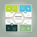 Cyclic diagram with four steps and icons. Infographic vector background. Royalty Free Stock Photo