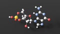 cyclic guanosine monophosphate molecular structure, cyclic nucleotide, ball and stick 3d model, structural chemical formula with