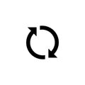 Cyclic Rotation, Recycling Recurrence, Renewal. Flat Vector Icon illustration. Simple black symbol on white background