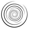 Cyclical circle, helix, volute element. Concentric shape with rotation, centrifuge, gyration effect. Twist, swirl vector