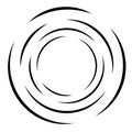 Cyclical circle, helix, volute element. Concentric shape with rotation, centrifuge, gyration effect. Twist, swirl vector