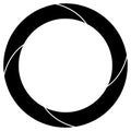 Cyclical circle, helix, volute element. Concentric shape with rotation, centrifuge, gyration effect. Twist, swirl vector