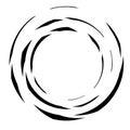 Cyclical circle, helix, volute element. Concentric shape with rotation, centrifuge, gyration effect. Twist, swirl vector